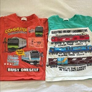 2-pc kids Electric freight locomotive/commuter train T-shirt size 100 for 3-4T